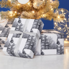Elegant met sneeuw bedekte bomen Winter Fotopatroo Cadeaupapier
