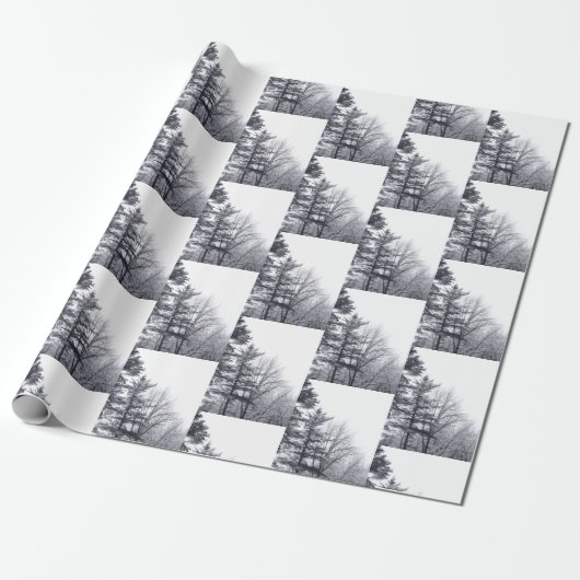 Elegant met sneeuw bedekte bomen Winter Fotopatroo Cadeaupapier (Uitgerold)