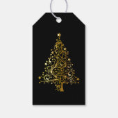 Elegant met zwarte en goudblauwe kerstboom cadeaulabel (Achterkant)