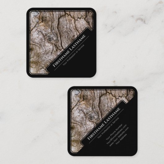 Elegant, met zwarte omhuld hout, opgemaakt van hou vierkante visitekaartje (Voorkant / Achterkant)