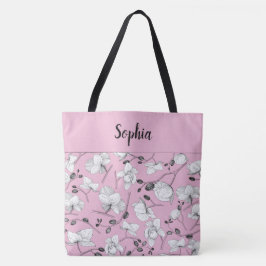 Elegant met zwarte & witte orchideeën chique cameo tote bag