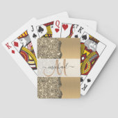 Elegant Metaal Goud Geborsteld | Aangepaste monogr Pokerkaarten (Achterkant)