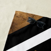 Elegant Metaal Zwart-wit Geometrisch Chic Strandlaken (In situ)