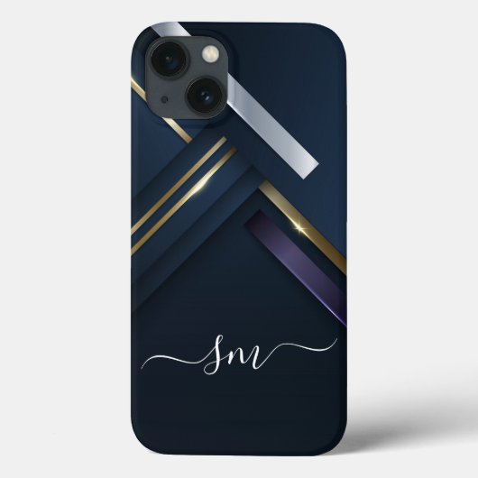 Elegant Metal 3D kijk Calligrafie Zwart monogram Case-Mate iPhone Case (Achterkant)