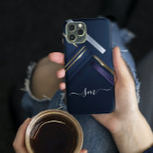 Elegant Metal 3D kijk Calligrafie Zwart monogram Case-Mate iPhone Case