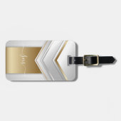 Elegant Metal 3D look Calligrafie Gold Monogram Bagagelabel (Voorkant horizontaal)