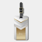 Elegant Metal 3D look Calligrafie Gold Monogram Bagagelabel (Voorkant verticaal)
