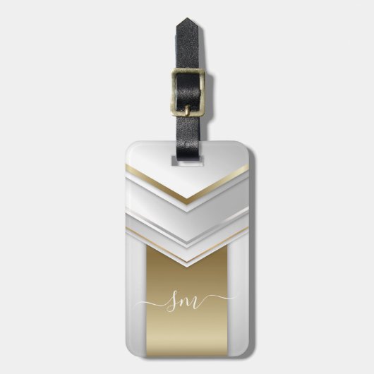 Elegant Metal 3D look Calligrafie Gold Monogram Bagagelabel (Voorkant verticaal)