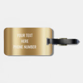Elegant Metal 3D look Calligrafie Gold Monogram Bagagelabel (Achterkant horizontaal)