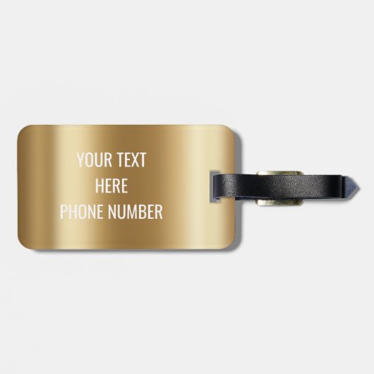 Elegant Metal 3D look Calligrafie Gold Monogram Bagagelabel (Achterkant horizontaal)