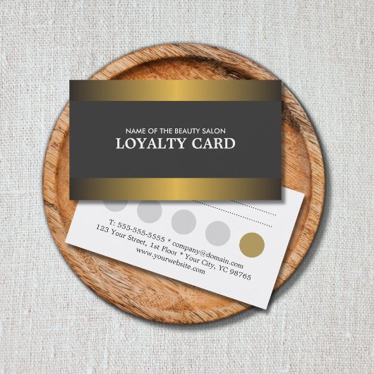 Elegant Metal Gold Grey Salon Loyalty Kaart