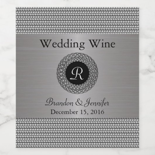 Elegant Metal Look Bruiloft Wijn Label Wijn Etiket (Enkel label)