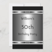 Elegant metal look Silver Black 50th Birthday Mann Kaart (Voorkant)