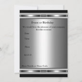 Elegant metal look Silver Black 50th Birthday Mann Kaart (Achterkant)