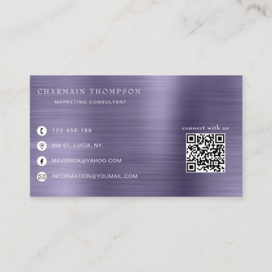 Elegant Metal Midnight QR Code verbindt met ons Visitekaartje (Voorkant)