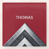 Elegant Metal Pattern Monogramed Glazen Onderzetter (Voorkant)