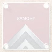 Elegant Metal Pattern Monogramed Glazen Onderzetter (Achterkant)