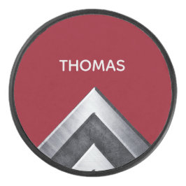 Elegant Metal Pattern Monogramed Hockey Puck