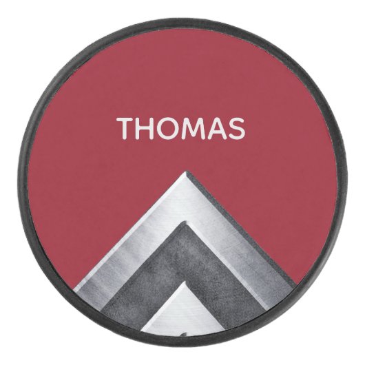 Elegant Metal Pattern Monogramed Hockey Puck (Voorkant)