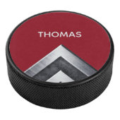 Elegant Metal Pattern Monogramed Hockey Puck (3/4)