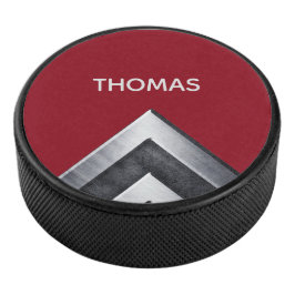 Elegant Metal Pattern Monogramed Hockey Puck