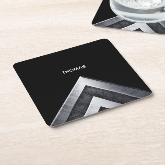 Elegant Metal Pattern Monogramed Kartonnen Onderzetters (Schuin)