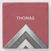 Elegant Metal Pattern Monogramed Stenen Onderzetter (Voorkant)