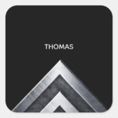 Elegant Metal Pattern Monogramed Vierkante Sticker (Voorkant)