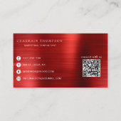 Elegant Metal Rubi Red QR Code met ons verbinden Visitekaartje (Voorkant)