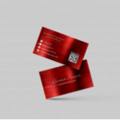 Elegant Metal Rubi Red QR Code met ons verbinden Visitekaartje