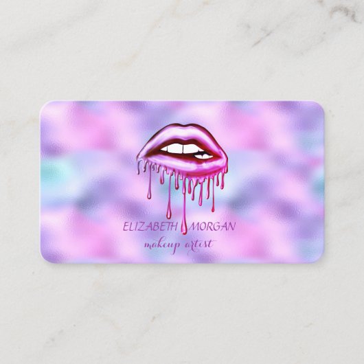 Elegant metalen druppelaar, Makeup, holografisch Visitekaartje (Voorkant)