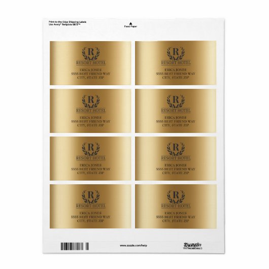 Elegant metalen goud toevoegen Logo achtergrond Etiket (Full Sheet)