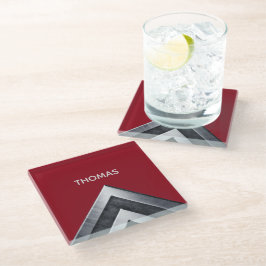 Elegant metalen patroon met monogram glazen onderzetter
