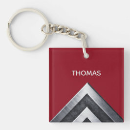 Elegant metalen patroon met monogram sleutelhanger