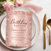 Elegant Metalen Roos Gouden Glitter 21e Verjaardag Kaart