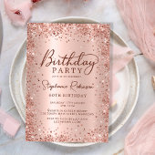 Elegant Metalen Roos Gouden Glitter 60e Verjaardag Kaart