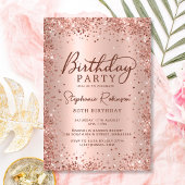 Elegant Metalen Roos Gouden Glitter 80ste Verjaard Kaart