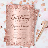 Elegant Metalen Roos Gouden Glitter 90ste Verjaard Kaart