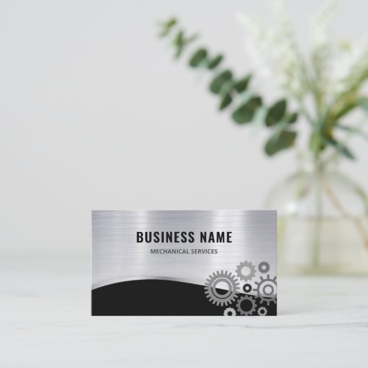 Elegant metalen zilver Professional-mechanisme Visitekaartje (Staand voorkant)