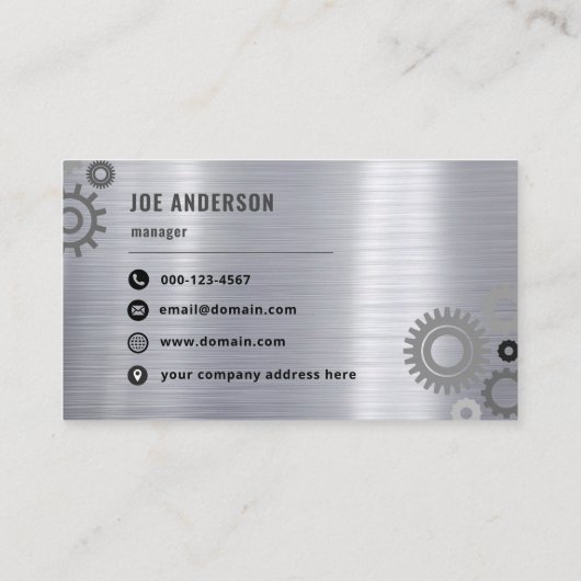Elegant metalen zilver Professional-mechanisme Visitekaartje (Achterkant)