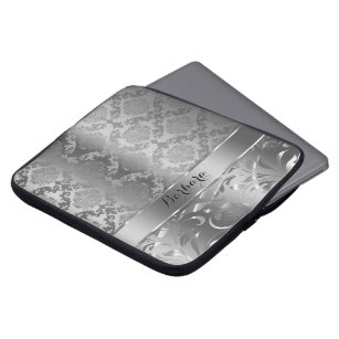 Elegant metalen zilverdampen en kant 2 laptop sleeve