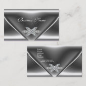 Elegant metalen zilveren diamanten juweel visitekaartje (Voorkant / Achterkant)