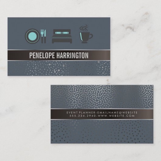 Elegant Metallic | Bed en Ontbijt Icoon Visitekaartje (Voorkant / Achterkant)