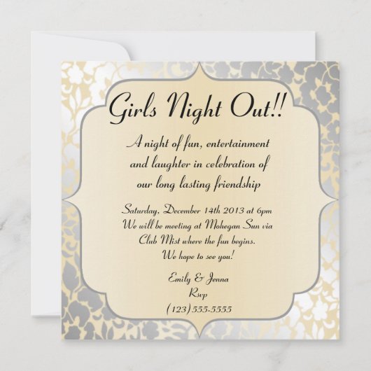 Elegant Metallic Beige Girls Night Out Uitnodiging (Voorkant)