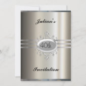 Elegant Metallic Birthday Invitation Kaart (Voorkant)