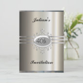 Elegant Metallic Birthday Invitation Kaart (Staand voorkant)