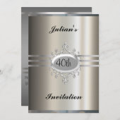 Elegant Metallic Birthday Invitation Kaart (Voorkant / Achterkant)