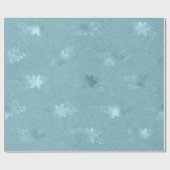 Elegant metallic blauw kerst bloemenpatroon cadeaupapier (Vlak)