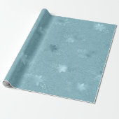 Elegant metallic blauw kerst bloemenpatroon cadeaupapier (Uitgerold)
