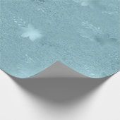 Elegant metallic blauw kerst bloemenpatroon cadeaupapier (Hoek)